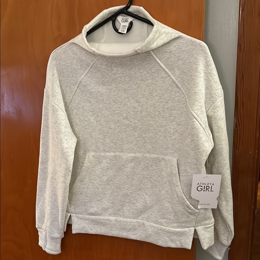 Athleta Gray Cowl Neck Sweater Soft Ribbed Hem